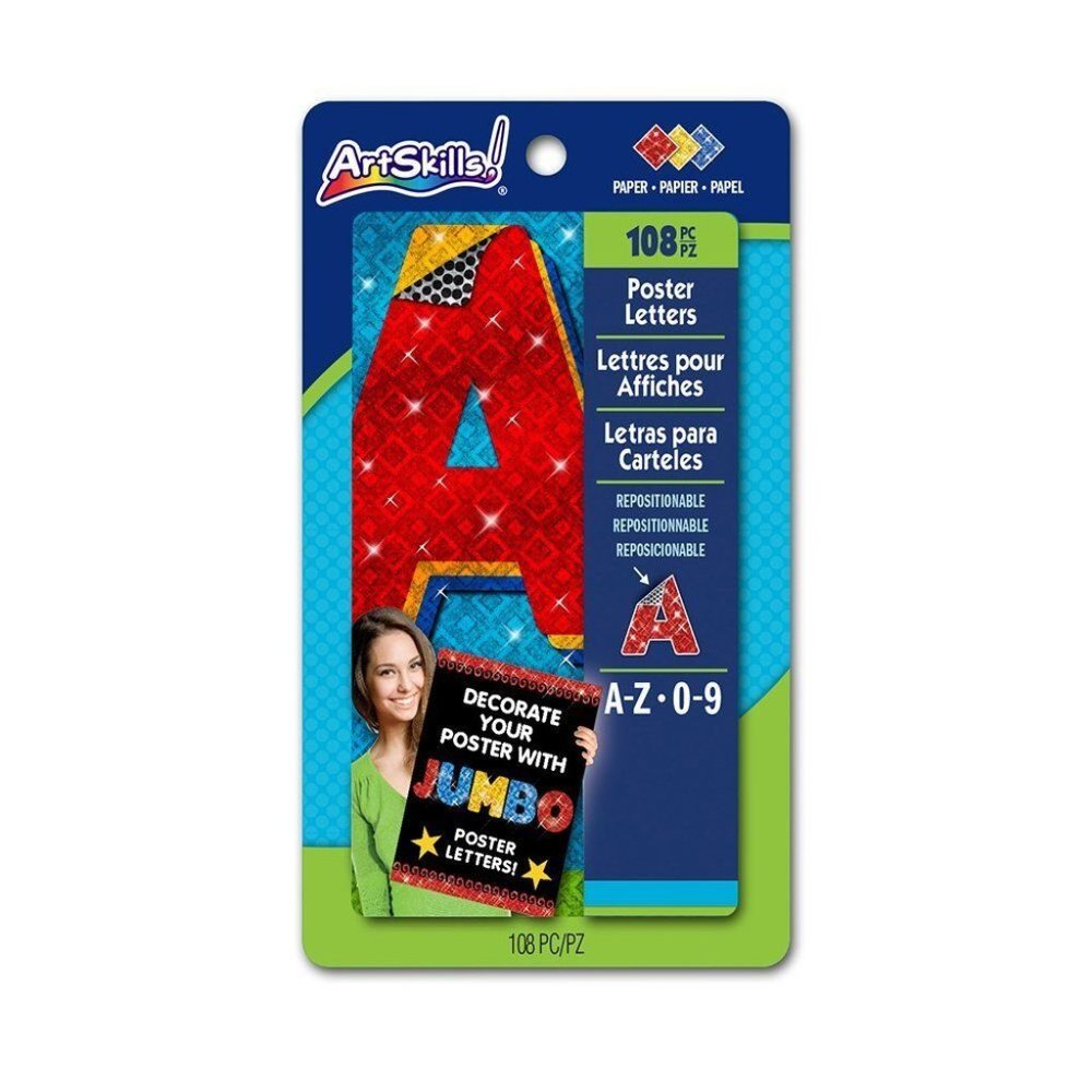 ArtSkills Jumbo Poster Letters and Numbers, A-Z and 0-9, Assorted, Holographic